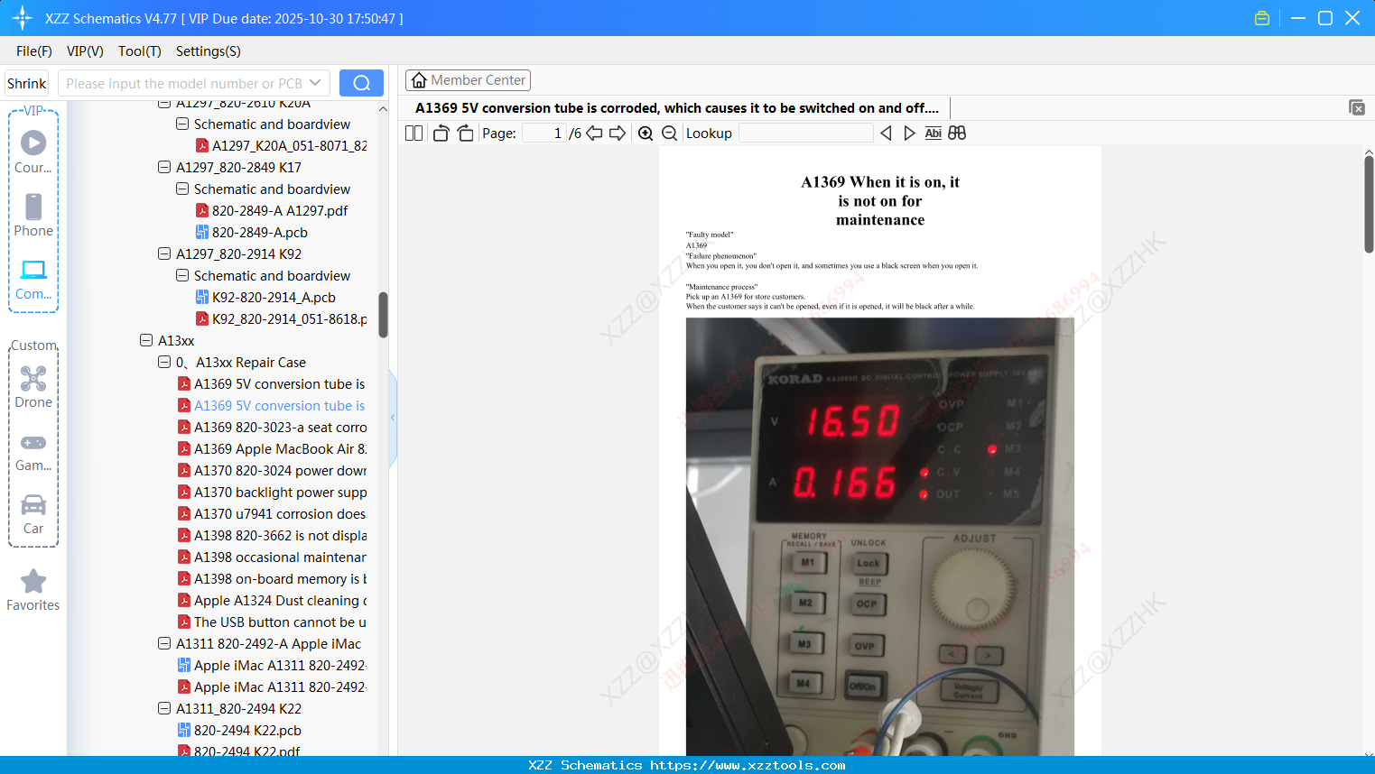 Laptop Apple A1369 5V Conversion Tube Is Corroded, Which Causes It To Be Switched On And Off